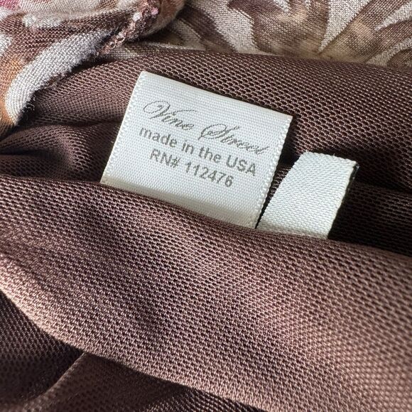 Vine Street Tank Top Large Burnout Paisley Pink Brown Made in USA Boho Stretch - Picture 4 of 11